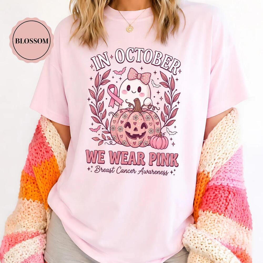 In October We Wear Shirt, Floral Heart Pumpkin Awareness